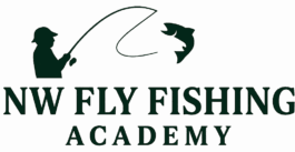 NW Fly Fishing Academy logo with fly rod illustration